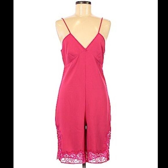 NEW Maje Paris Isadora Fuschia Bloomers Chemise Barbiecore Lace Trim Romper XS/0 - Picture 2 of 11